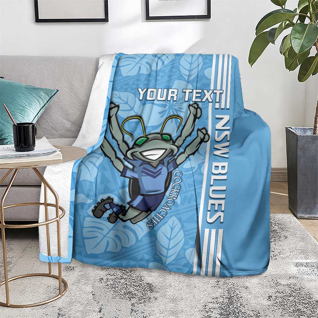 Custom NSW Blues Rugby Blanket Cockroaches Polynesian Pattern Tropical Vibes