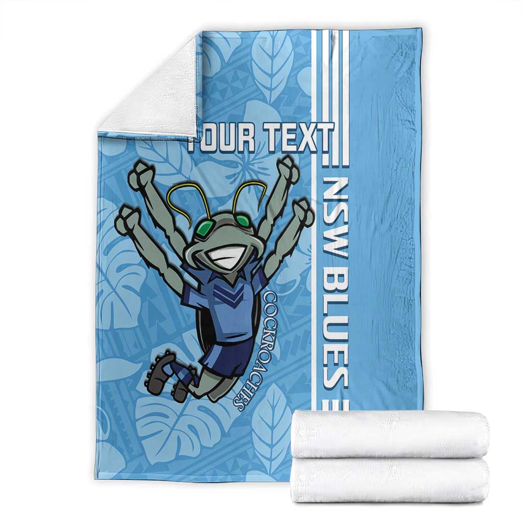 Custom NSW Blues Rugby Blanket Cockroaches Polynesian Pattern Tropical Vibes