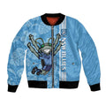 Custom NSW Blues Rugby Bomber Jacket Cockroaches Polynesian Pattern Tropical Vibes