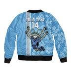 Custom NSW Blues Rugby Bomber Jacket Cockroaches Polynesian Pattern Tropical Vibes