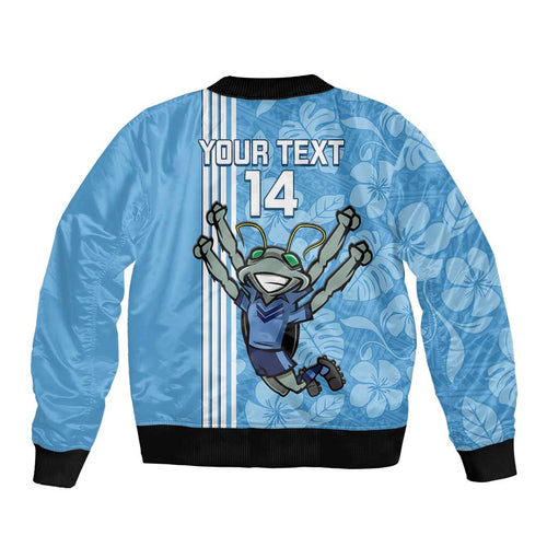 Custom NSW Blues Rugby Bomber Jacket Cockroaches Polynesian Pattern Tropical Vibes