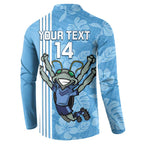 Custom NSW Blues Rugby Button Sweatshirt Cockroaches Polynesian Pattern Tropical Vibes
