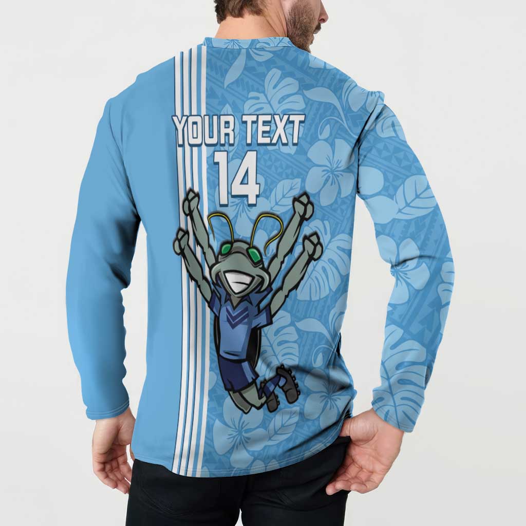 Custom NSW Blues Rugby Button Sweatshirt Cockroaches Polynesian Pattern Tropical Vibes