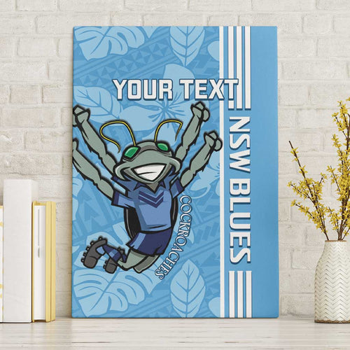 Custom NSW Blues Rugby Canvas Wall Art Cockroaches Polynesian Pattern Tropical Vibes