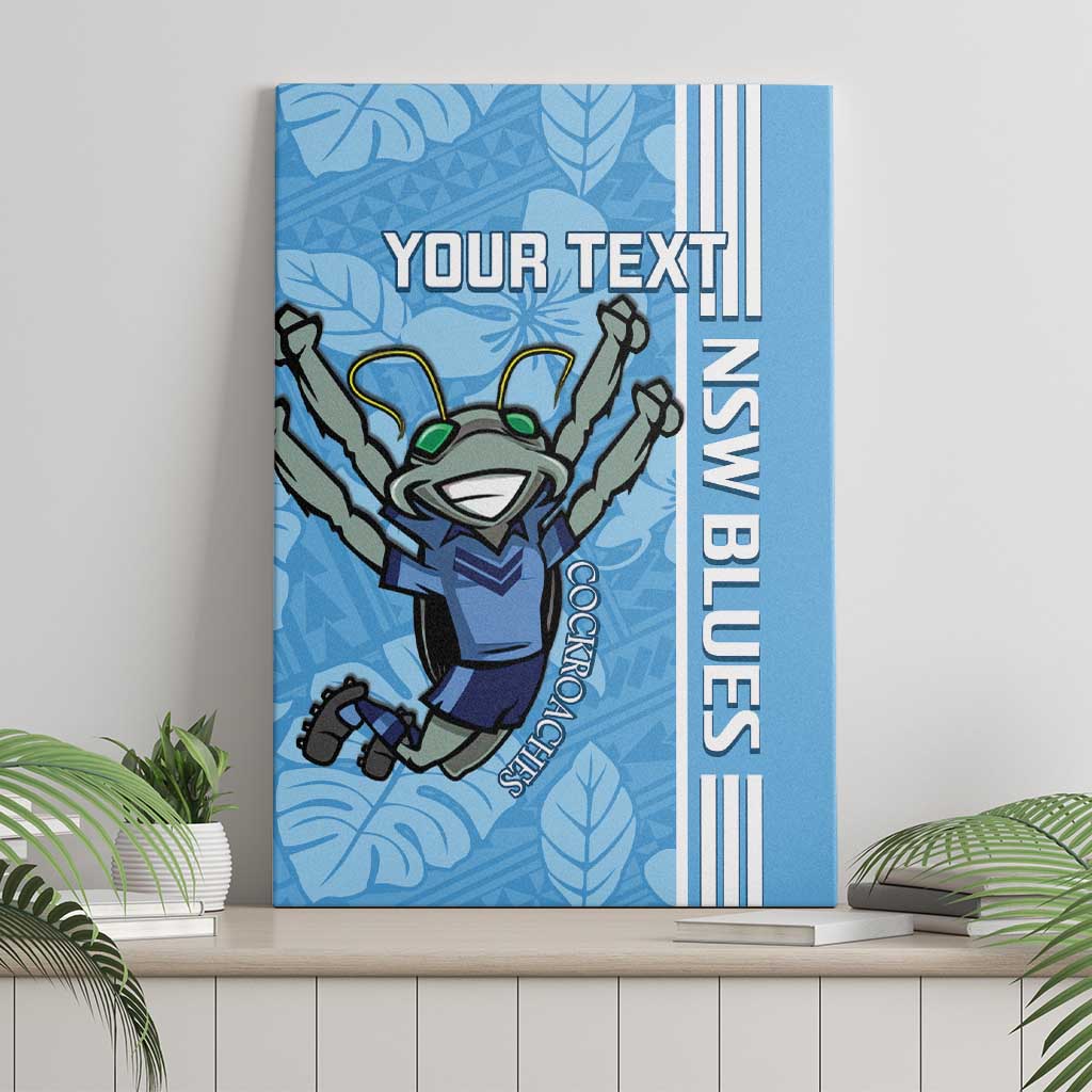 Custom NSW Blues Rugby Canvas Wall Art Cockroaches Polynesian Pattern Tropical Vibes