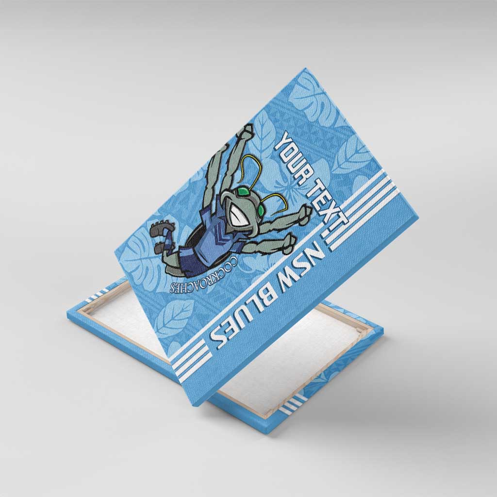 Custom NSW Blues Rugby Canvas Wall Art Cockroaches Polynesian Pattern Tropical Vibes