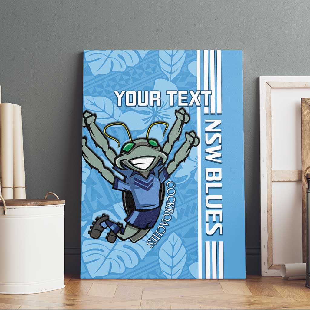 Custom NSW Blues Rugby Canvas Wall Art Cockroaches Polynesian Pattern Tropical Vibes