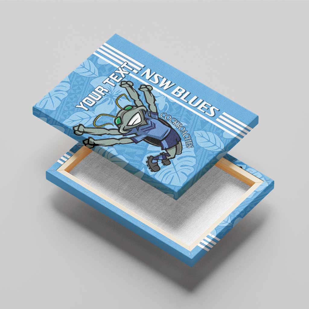 Custom NSW Blues Rugby Canvas Wall Art Cockroaches Polynesian Pattern Tropical Vibes