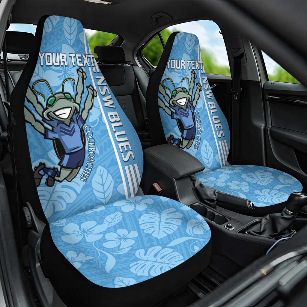 Custom NSW Blues Rugby Car Seat Cover Cockroaches Polynesian Pattern Tropical Vibes