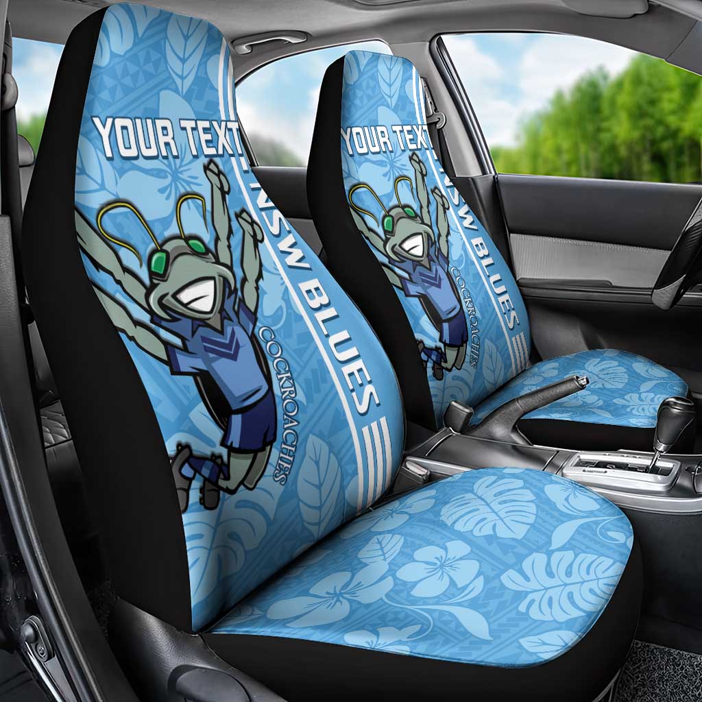 Custom NSW Blues Rugby Car Seat Cover Cockroaches Polynesian Pattern Tropical Vibes