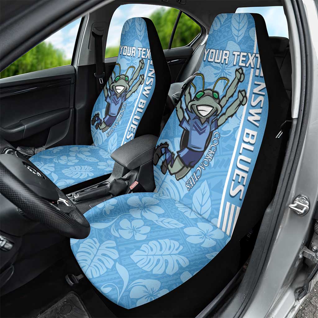Custom NSW Blues Rugby Car Seat Cover Cockroaches Polynesian Pattern Tropical Vibes