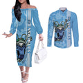 Custom NSW Blues Rugby Couples Matching Off The Shoulder Long Sleeve Dress and Long Sleeve Button Shirt Cockroaches Polynesian Pattern Tropical Vibes