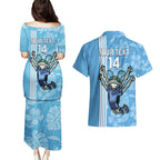 Custom NSW Blues Rugby Couples Matching Puletasi and Hawaiian Shirt Cockroaches Polynesian Pattern Tropical Vibes