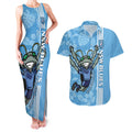 Custom NSW Blues Rugby Couples Matching Tank Maxi Dress and Hawaiian Shirt Cockroaches Polynesian Pattern Tropical Vibes