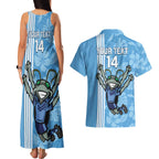Custom NSW Blues Rugby Couples Matching Tank Maxi Dress and Hawaiian Shirt Cockroaches Polynesian Pattern Tropical Vibes