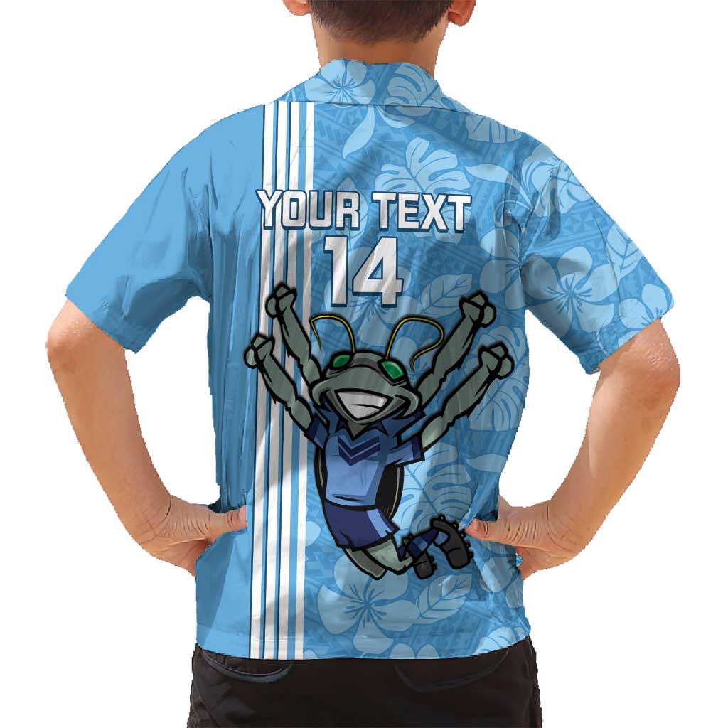 Custom NSW Blues Rugby Family Matching Long Sleeve Bodycon Dress and Hawaiian Shirt Cockroaches Polynesian Pattern Tropical Vibes