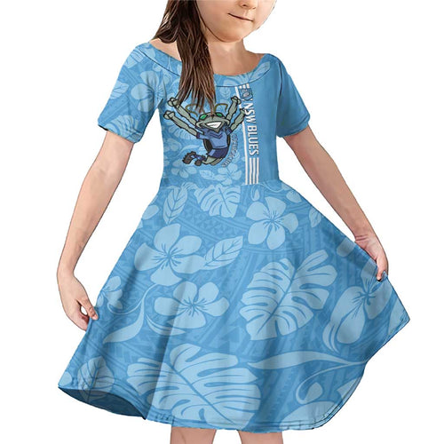Custom NSW Blues Rugby Family Matching Mermaid Dress and Hawaiian Shirt Cockroaches Polynesian Pattern Tropical Vibes