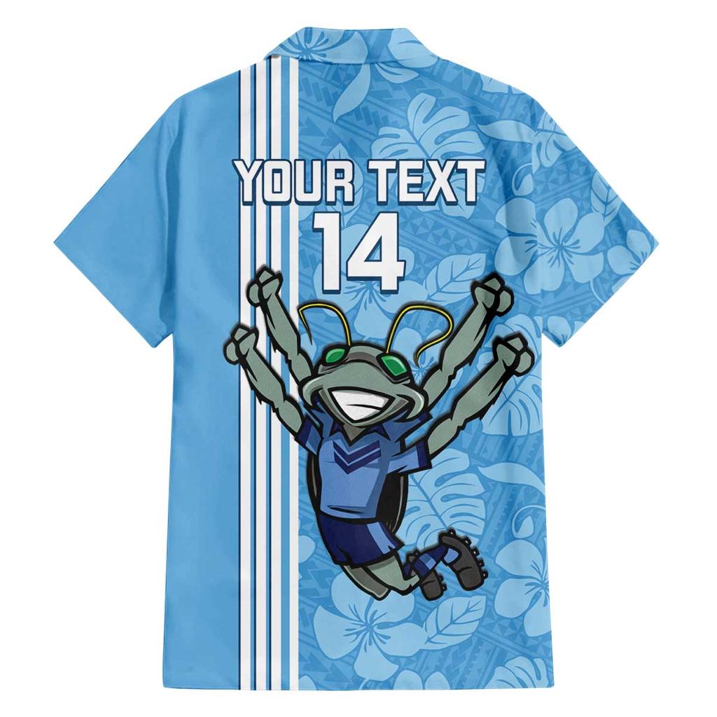 Custom NSW Blues Rugby Family Matching Off The Shoulder Long Sleeve Dress and Hawaiian Shirt Cockroaches Polynesian Pattern Tropical Vibes