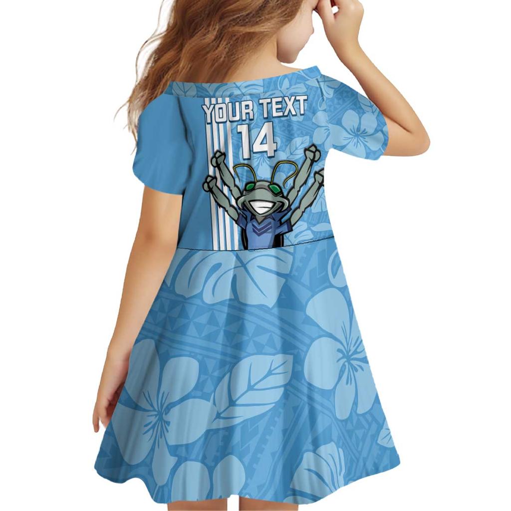 Custom NSW Blues Rugby Family Matching Off Shoulder Short Dress and Hawaiian Shirt Cockroaches Polynesian Pattern Tropical Vibes