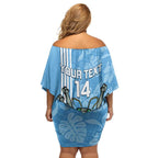 Custom NSW Blues Rugby Family Matching Off Shoulder Short Dress and Hawaiian Shirt Cockroaches Polynesian Pattern Tropical Vibes