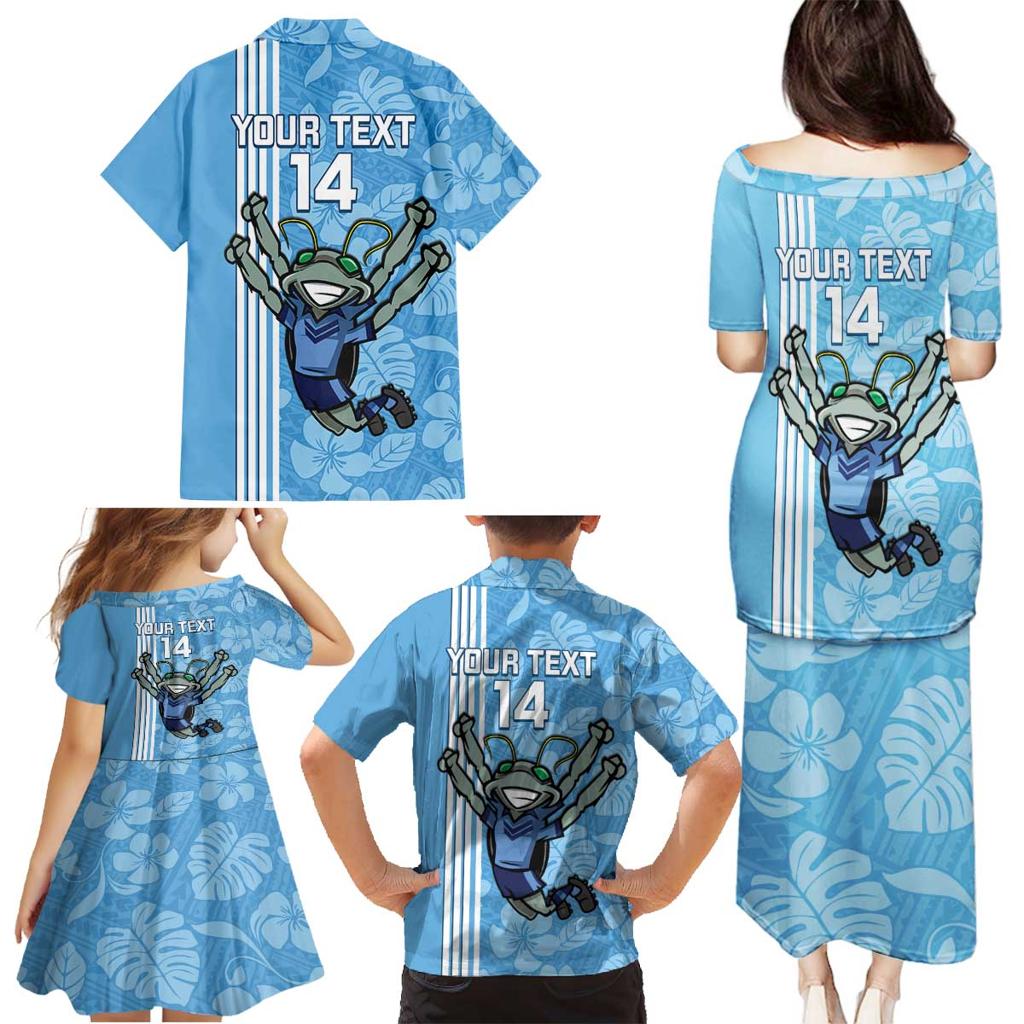 Custom NSW Blues Rugby Family Matching Puletasi and Hawaiian Shirt Cockroaches Polynesian Pattern Tropical Vibes