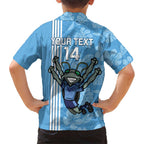 Custom NSW Blues Rugby Family Matching Short Sleeve Bodycon Dress and Hawaiian Shirt Cockroaches Polynesian Pattern Tropical Vibes