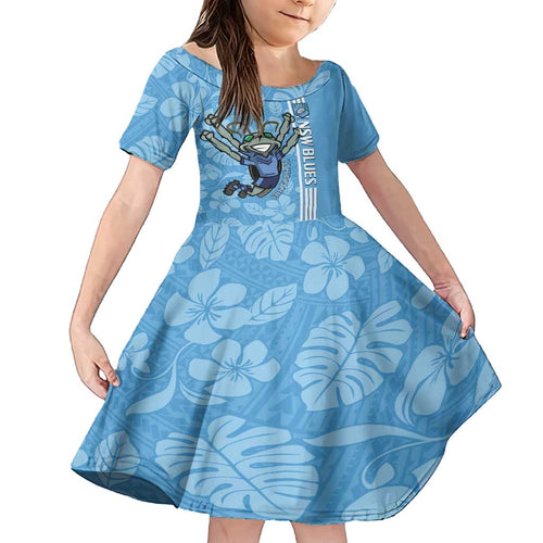 Custom NSW Blues Rugby Family Matching Summer Maxi Dress and Hawaiian Shirt Cockroaches Polynesian Pattern Tropical Vibes