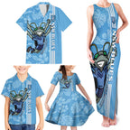 Custom NSW Blues Rugby Family Matching Tank Maxi Dress and Hawaiian Shirt Cockroaches Polynesian Pattern Tropical Vibes