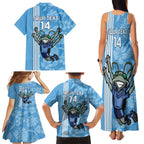 Custom NSW Blues Rugby Family Matching Tank Maxi Dress and Hawaiian Shirt Cockroaches Polynesian Pattern Tropical Vibes