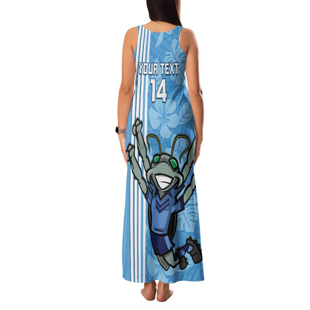 Custom NSW Blues Rugby Family Matching Tank Maxi Dress and Hawaiian Shirt Cockroaches Polynesian Pattern Tropical Vibes