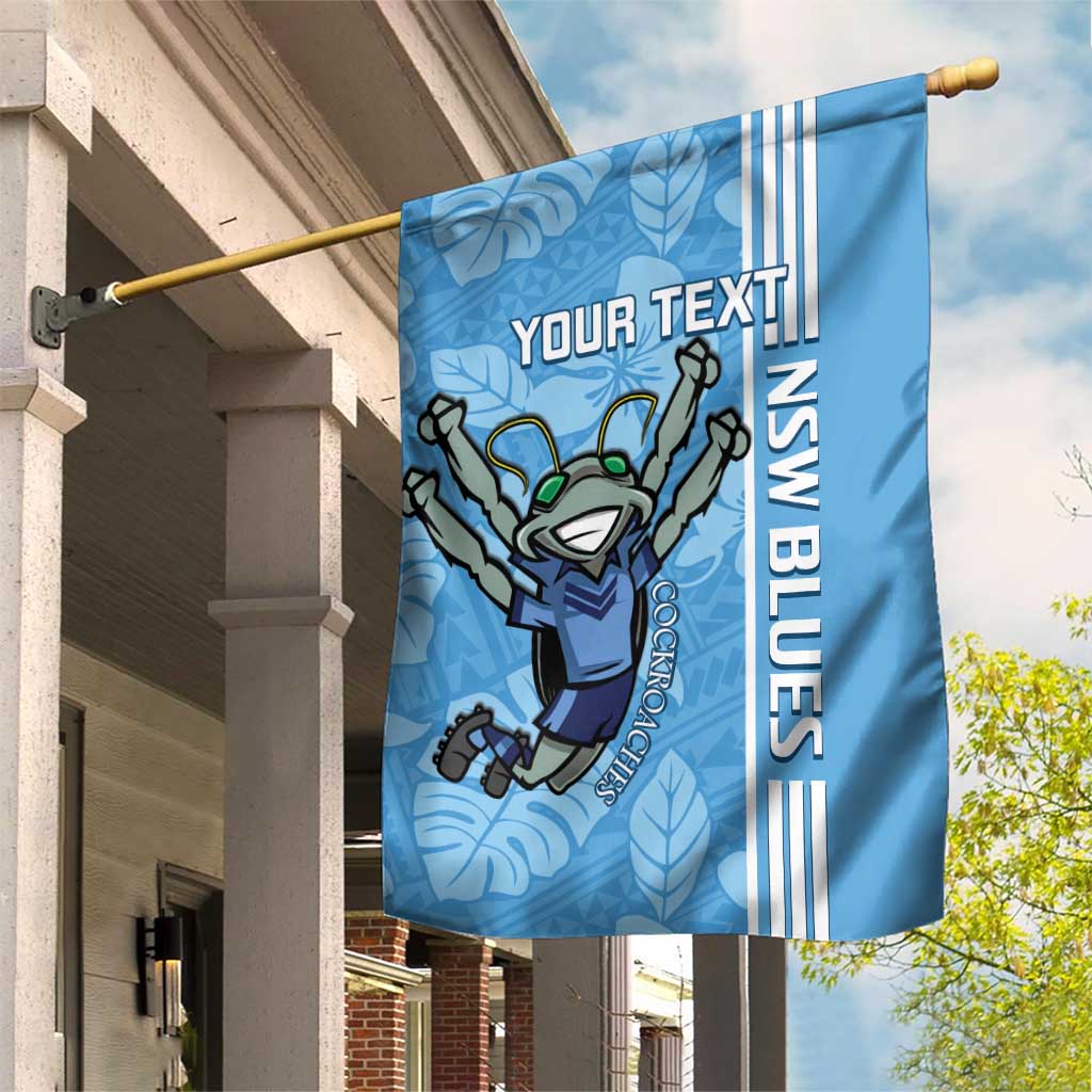 Custom NSW Blues Rugby Garden Flag Cockroaches Polynesian Pattern Tropical Vibes