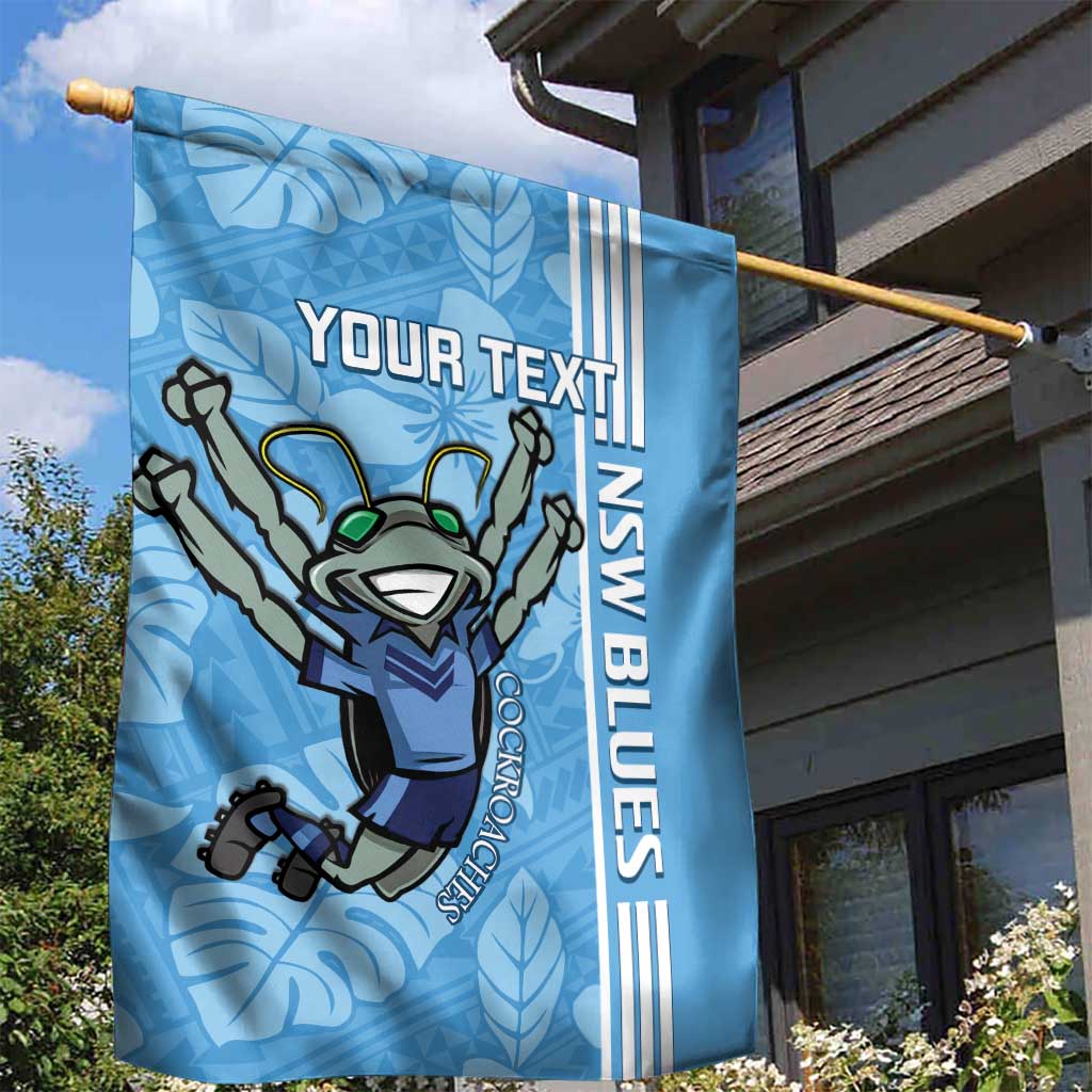 Custom NSW Blues Rugby Garden Flag Cockroaches Polynesian Pattern Tropical Vibes