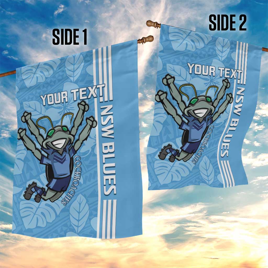 Custom NSW Blues Rugby Garden Flag Cockroaches Polynesian Pattern Tropical Vibes