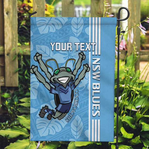 Custom NSW Blues Rugby Garden Flag Cockroaches Polynesian Pattern Tropical Vibes