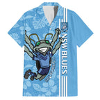 Custom NSW Blues Rugby Hawaiian Shirt Cockroaches Polynesian Pattern Tropical Vibes