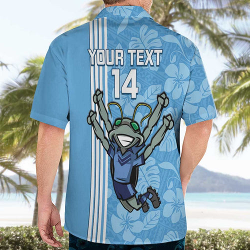 Custom NSW Blues Rugby Hawaiian Shirt Cockroaches Polynesian Pattern Tropical Vibes