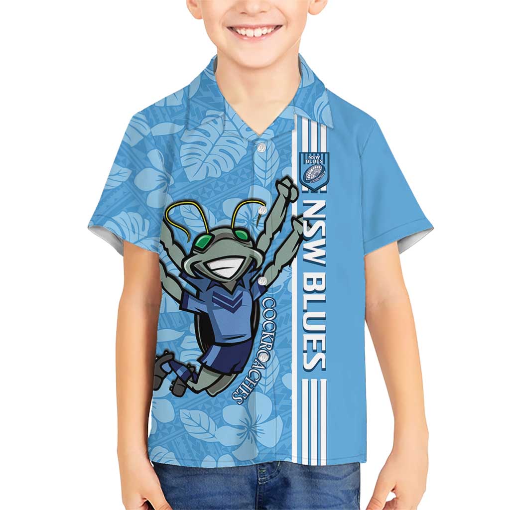Custom NSW Blues Rugby Hawaiian Shirt Cockroaches Polynesian Pattern Tropical Vibes