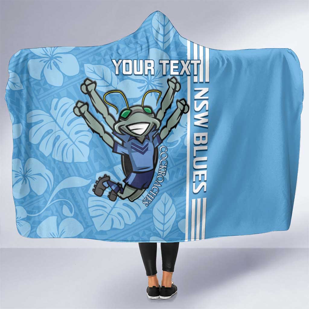 Custom NSW Blues Rugby Hooded Blanket Cockroaches Polynesian Pattern Tropical Vibes