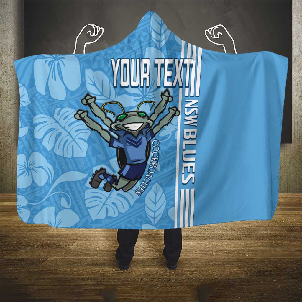 Custom NSW Blues Rugby Hooded Blanket Cockroaches Polynesian Pattern Tropical Vibes