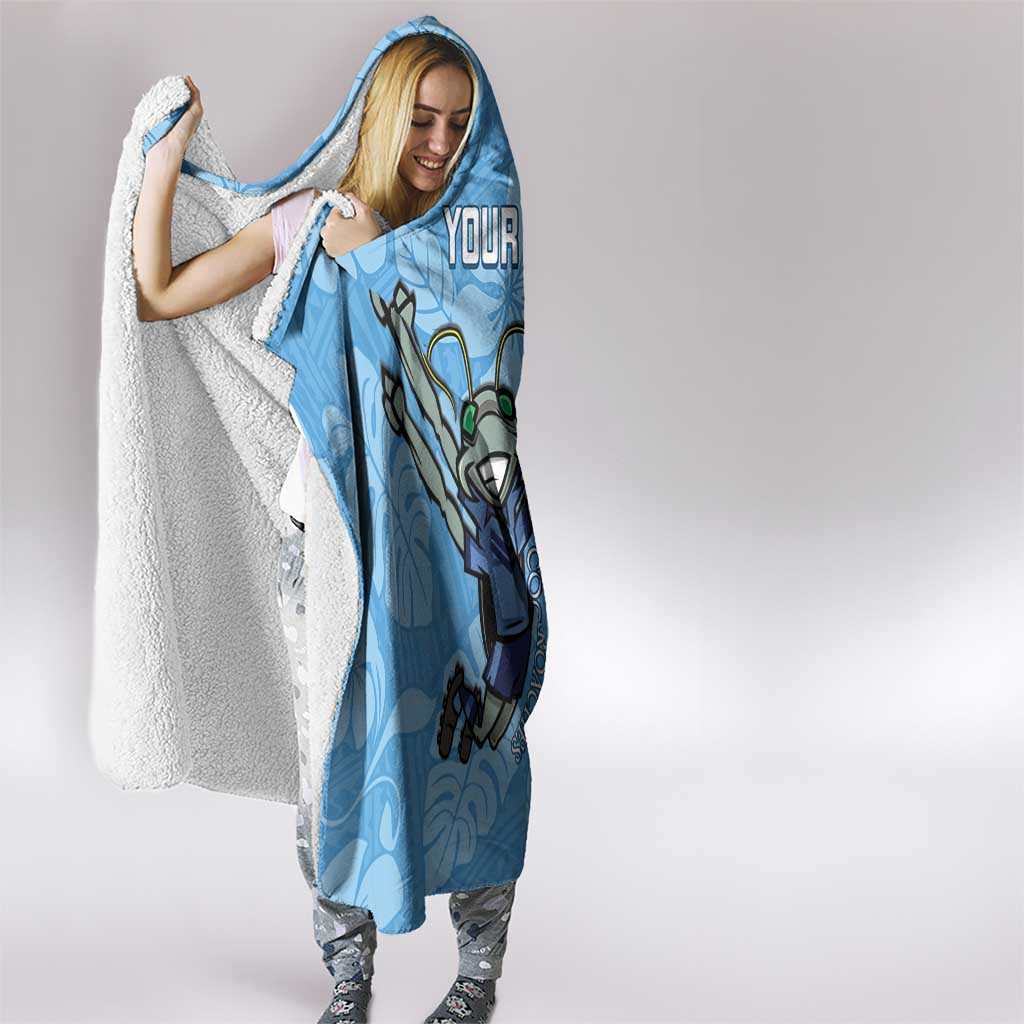 Custom NSW Blues Rugby Hooded Blanket Cockroaches Polynesian Pattern Tropical Vibes
