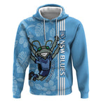 Custom NSW Blues Rugby Hoodie Cockroaches Polynesian Pattern Tropical Vibes