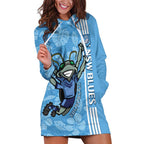 Custom NSW Blues Rugby Hoodie Dress Cockroaches Polynesian Pattern Tropical Vibes