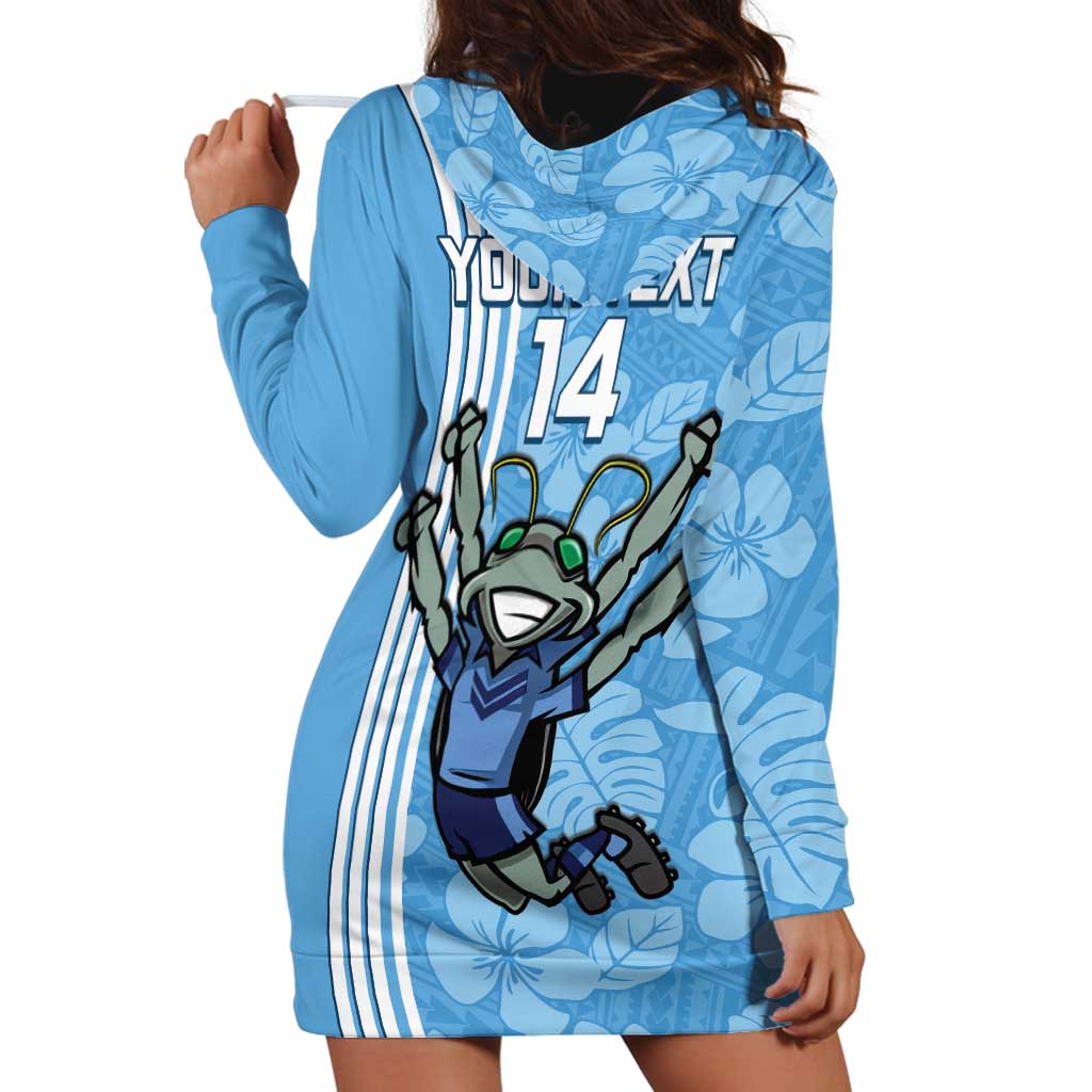 Custom NSW Blues Rugby Hoodie Dress Cockroaches Polynesian Pattern Tropical Vibes