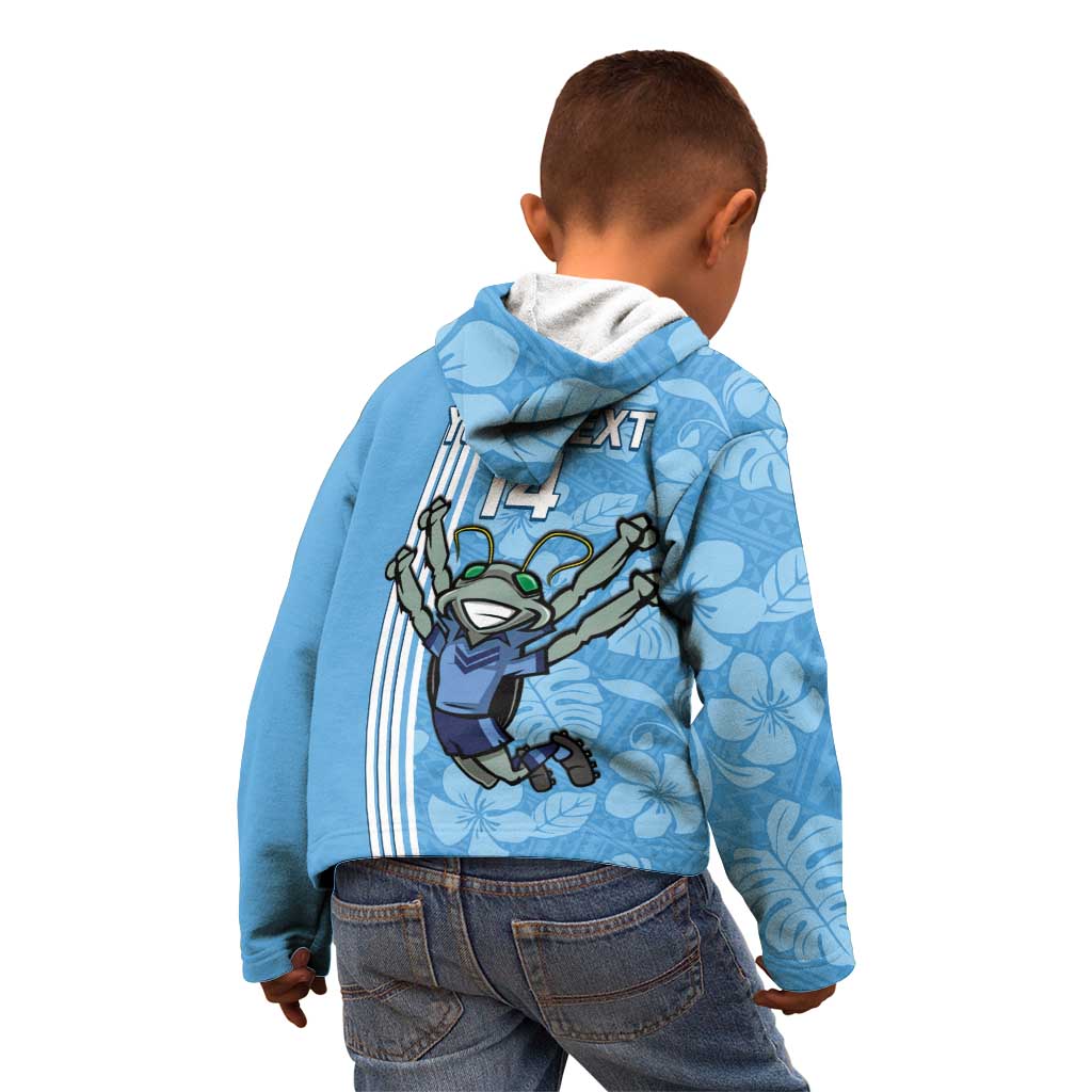 Custom NSW Blues Rugby Kid Hoodie Cockroaches Polynesian Pattern Tropical Vibes