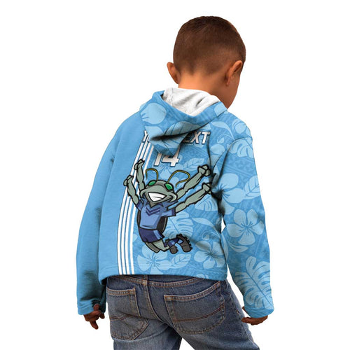 Custom NSW Blues Rugby Kid Hoodie Cockroaches Polynesian Pattern Tropical Vibes