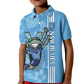 Custom NSW Blues Rugby Kid Polo Shirt Cockroaches Polynesian Pattern Tropical Vibes