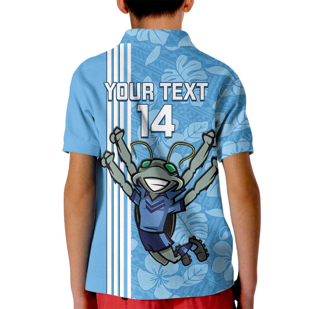 Custom NSW Blues Rugby Kid Polo Shirt Cockroaches Polynesian Pattern Tropical Vibes