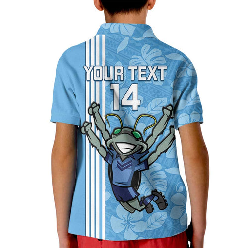 Custom NSW Blues Rugby Kid Polo Shirt Cockroaches Polynesian Pattern Tropical Vibes