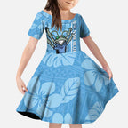 Custom NSW Blues Rugby Kid Short Sleeve Dress Cockroaches Polynesian Pattern Tropical Vibes