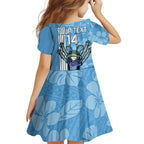 Custom NSW Blues Rugby Kid Short Sleeve Dress Cockroaches Polynesian Pattern Tropical Vibes